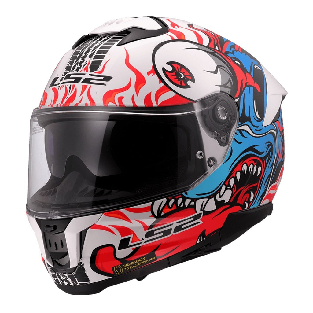 LS2 FF808 STREAM II INFERNO HELMET - WHITE / BLUE / RED