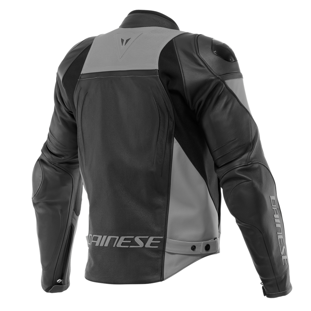 DAINESE RACING 4 BLACK/CHARCOAL GRAY PERFORATED LEATHER JACKET