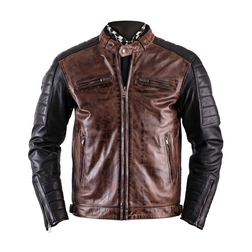 HELSTONS CRUISER LEATHER MOTORCYCLE JACKET CAMEL/BLACK