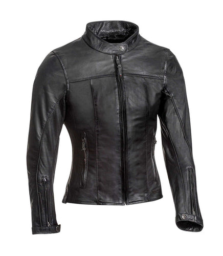 IXON CRANK LADIES LEATHER JACKET - BLACK (Size: Large) Last One