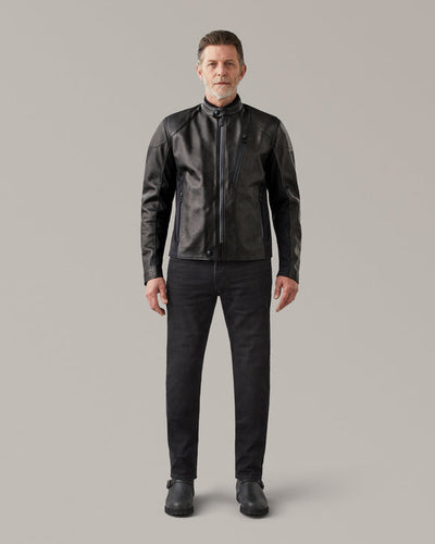 BELSTAFF MISTRAL LEATHER MOTORCYCLE JACKET - BLACK