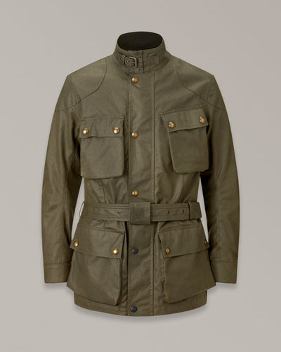 BELSTAFF TRIALMASTER ULTRACORE WAX COTTON MOTORCYCLE JACKET - OLIVE