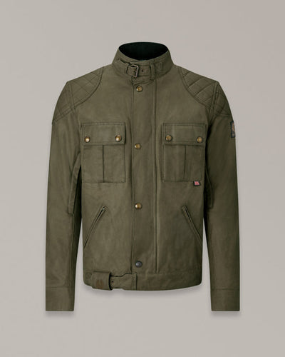 BELSTAFF BROOKLANDS ULTRACORE WAXED COTTON JACKET - OLIVE