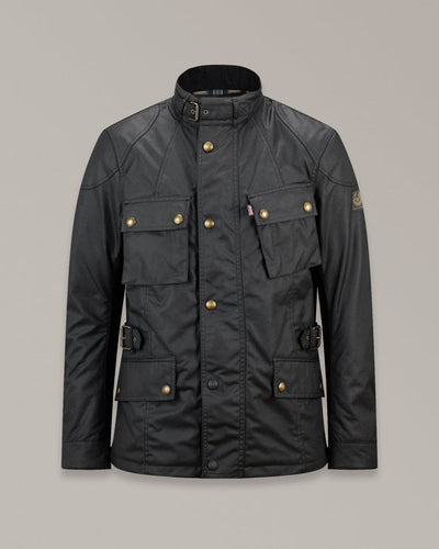 BELSTAFF CROSBY WAXED COTTON MOTORCYCLE JACKET - BLACK