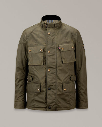 BELSTAFF CROSBY WAXED COTTON MOTORCYCLE JACKET - FOREST GREEN