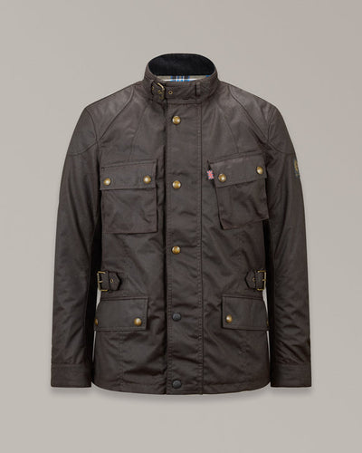 BELSTAFF CROSBY WAXED COTTON MOTORCYCLE JACKET - MAHOGANY