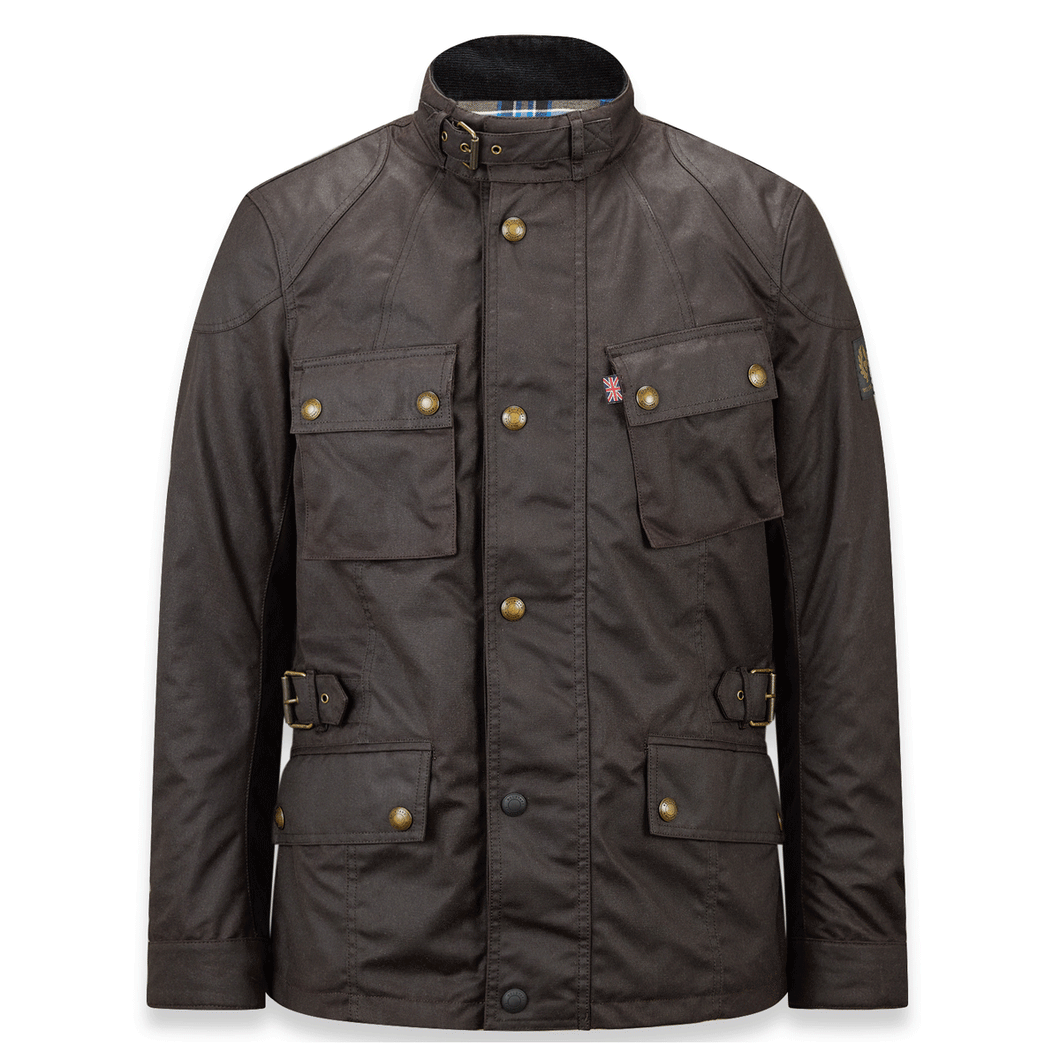 BELSTAFF CROSBY WAXED COTTON MOTORCYCLE JACKET - MAHOGANY