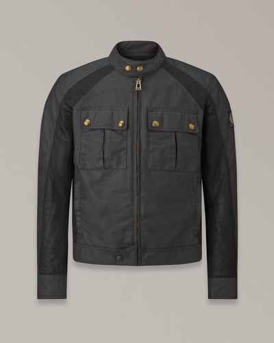 BELSTAFF TEMPLE WAXED COTTON MOTORCYCLE JACKET - BLACK