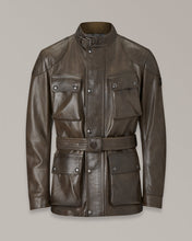 BELSTAFF TRIALMASTER HAND WAXED LEATHER MOTORCYCLE JACKET - DARK OLIVE