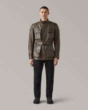 BELSTAFF TRIALMASTER HAND WAXED LEATHER MOTORCYCLE JACKET - DARK OLIVE