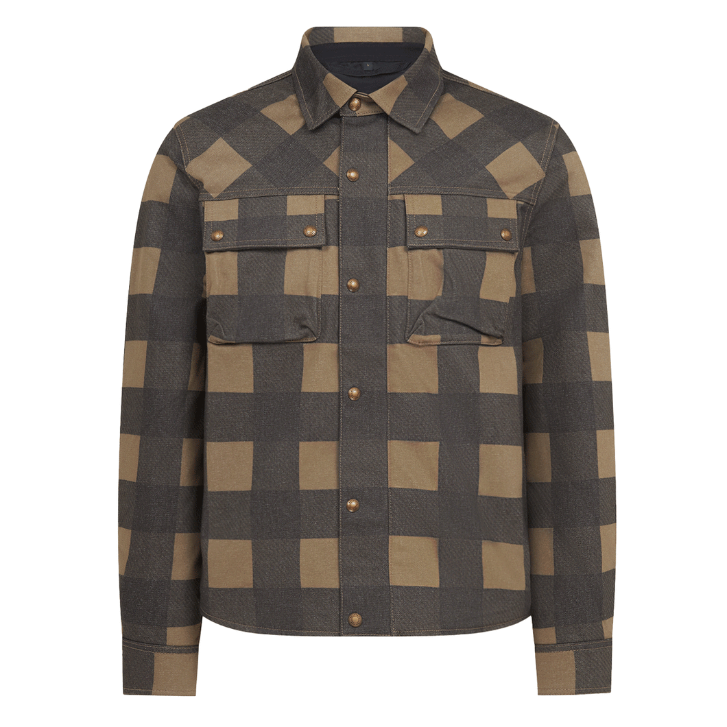BELSTAFF MANSION MOTORCYCLE RIDING SHIRT - CHEQUERED OLIVE/BLACK