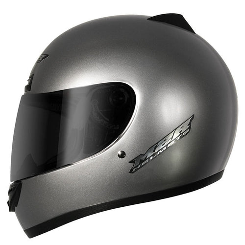 M2R M1 SOLID METALLIC SILVER HELMET