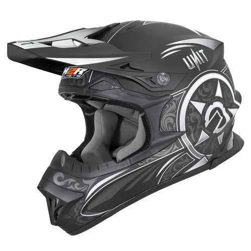 M2R EXO UNIT VICTORIAN PC-5F SEMI-FLAT BLACK/SILVER HELMET