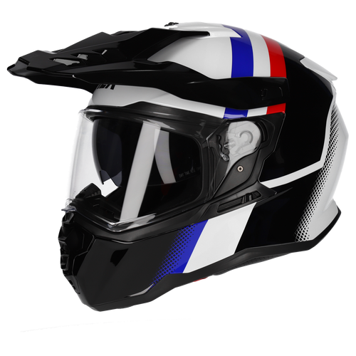 M2R HYBRID FADE PC-2 GLOSS WHITE/BLACK/BLUE/RED HELMET