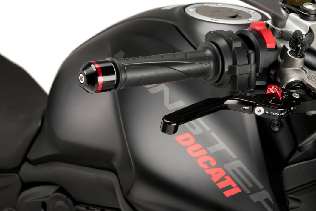 PUIG SHORT BAR ENDS (WITH BLACK RING) TO SUIT DUCATI MONSTER 937 (2021 - ONWARDS)