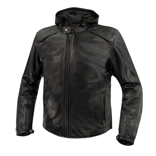 ARGON REALM VINTAGE BLACK LEATHER HOODIE JACKET