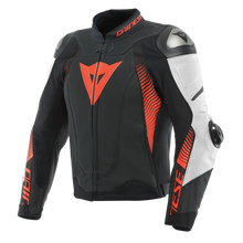 DAINESE SUPER SPEED 4 PERFORATED MATTE BLACK/WHITE/FLURO RED LEATHER JACKET