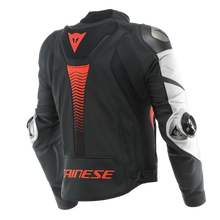 DAINESE SUPER SPEED 4 PERFORATED MATTE BLACK/WHITE/FLURO RED LEATHER JACKET