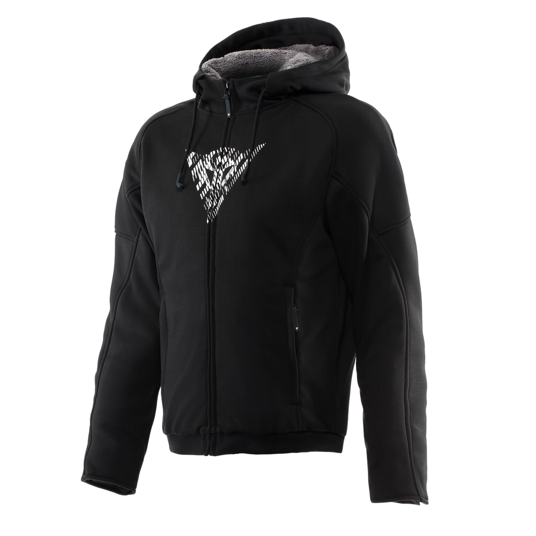 DAINESE BOVISA FULL ZIP BLACK/WHITE TEXTILE HOODIE JACKET