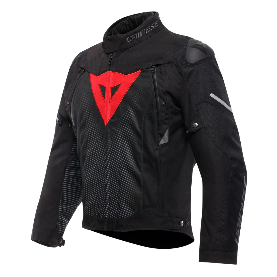 DAINESE SUPER SPRINT D-DRY BLACK/BLACK/LAVA RED TEXTILE JACKET