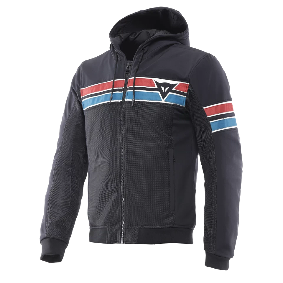 DAINESE VINTEDGE AIR TEX BLACK/BLUE/RED TEXTILE HOODIE JACKET