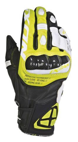 IXON RS RING LEATHER GLOVE - BLACK/WHITE/YELLOW