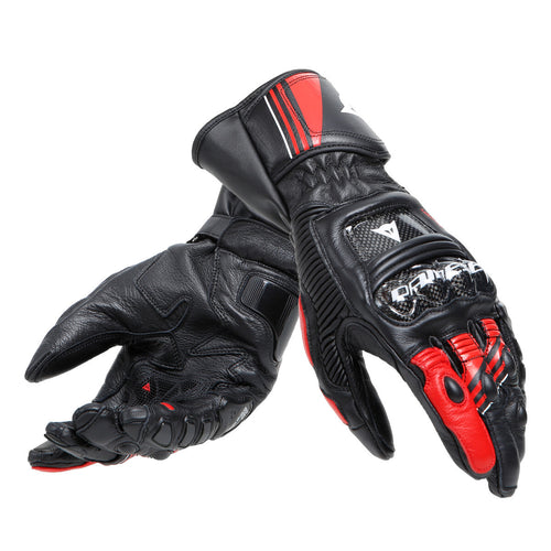 DAINESE DRUID 4 BLACK/LAVA RED/WHITE LEATHER MOTORCYCLE GLOVES