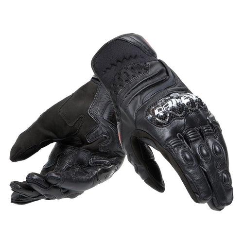 DAINESE CARBON 4 SHORT BLACK/BLACK LEATHER GLOVES