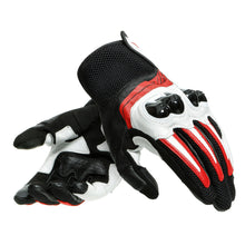 DAINESE MIG 3 UNISEX BLACK/WHITE/LAVA RED LEATHER MOTORCYCLE GLOVES