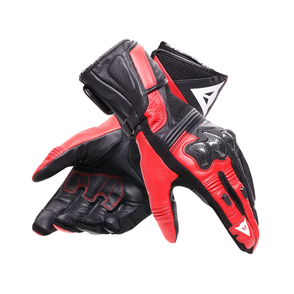 DAINESE REACTO CARBON LONG BLACK/LAVA RED GLOVES