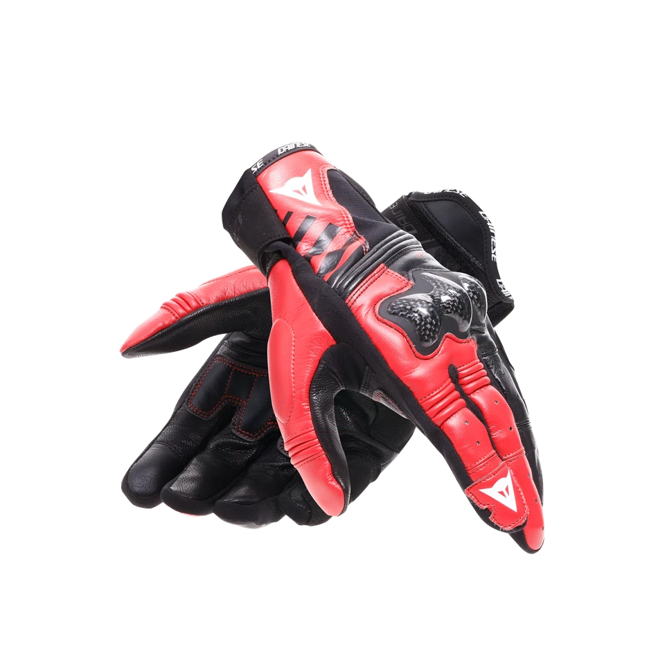 DAINESE REACTO CARBON SHORT BLACK/LAVA RED GLOVES