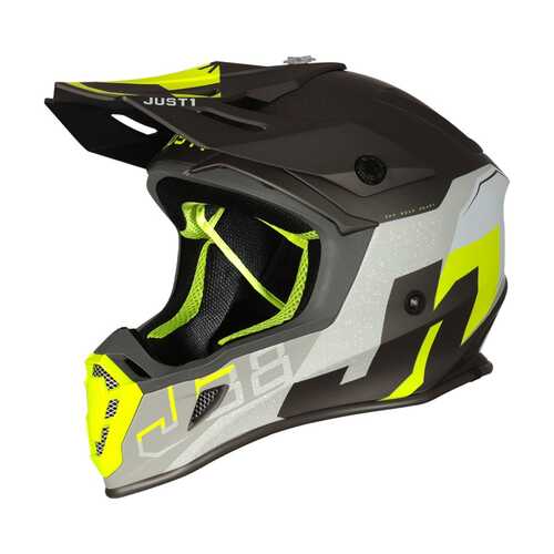 JUST1 J38 KORNER HELMET - FLURO YELLOW/TITANIUM (Size: LARGE) Last One