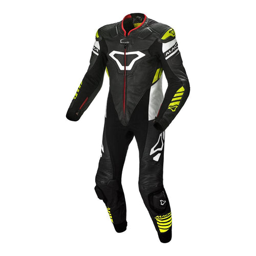 MACNA TRACKTIX 1 PIECE SUIT BLACK/WHITE/NEON YELLOW