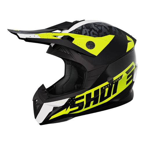 SHOT PULSE KID MOTOCROSS HELMET AIRFIT BLACK/WHITE/NEON YELLOW