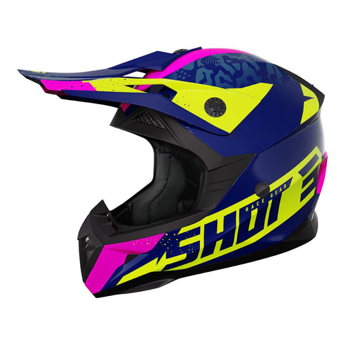 SHOT PULSE KID MOTOCROSS HELMET AIRFIT BLUE/NEON YELLOW/PINK