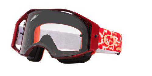 OAKLEY AIRBRAKE MTB TROY LEE DESIGNS RED LIGHTNING GOGGLES WITH CLEAR LENS
