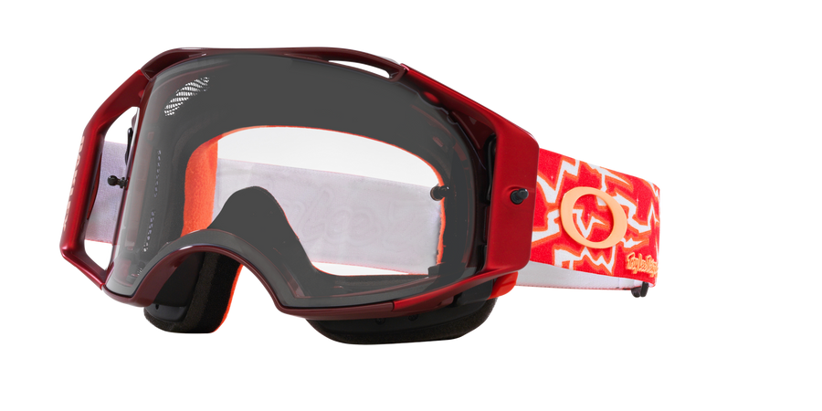 OAKLEY AIRBRAKE MTB TROY LEE DESIGNS RED LIGHTNING GOGGLES WITH CLEAR LENS