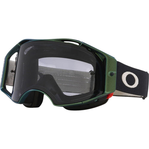 OAKLEY AIRBRAKE MTB BLACK GREEN COLOURSHIFT GOGGLES WITH LIGHT GREY LENS
