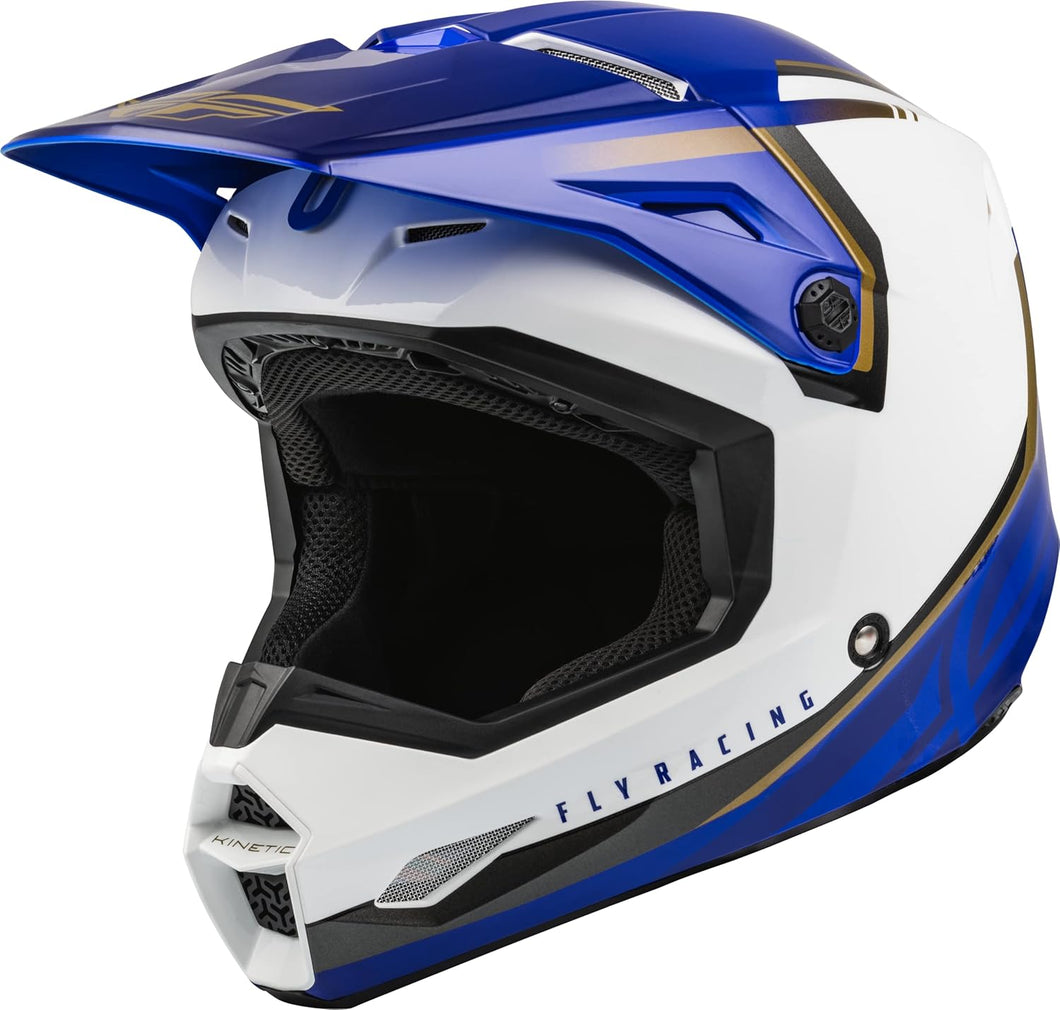 fly motorcycle helmets australia FLY RACING KINETIC VISION WHITE/BLUE ADULT MOTOCROSS HELMET (Size: LAR
