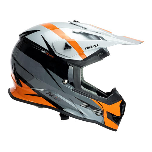 NITRO MX700 RECOIL MOTOCROSS HELMET GREY/BLACK/ORANGE