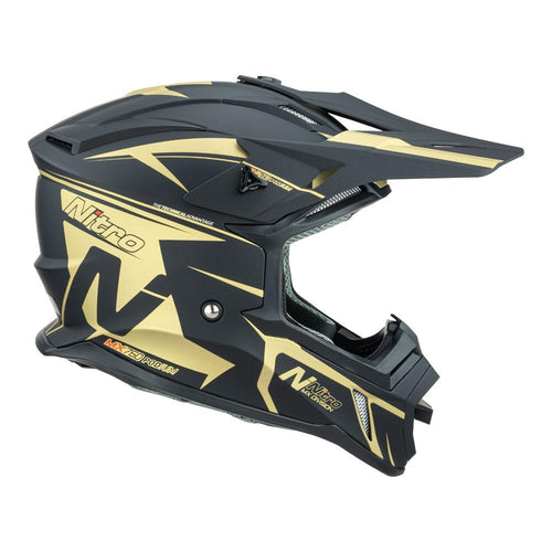 NITRO MX760 MOTOCROSS HELMET SATIN BLACK/GOLD