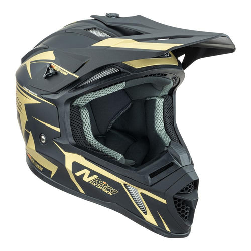 NITRO MX760 MOTOCROSS HELMET SATIN BLACK/GOLD