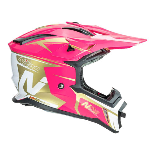 NITRO MX760 MOTOCROSS HELMET PINK/WHITE/GOLD