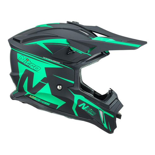 NITRO MX760 MOTOCROSS HELMET SATIN BLACK/TEAL