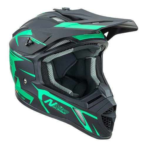 NITRO MX760 MOTOCROSS HELMET SATIN BLACK/TEAL