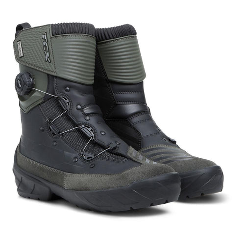 TCX INFINITY 3 MID WATERPROOF MOTORCYCLE BOOTS BLACK/MILITARY GREEN