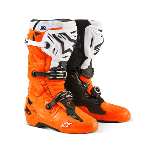 ALPINESTARS TECH 10 ENDURO BOOTS - FLURO ORANGE BLACK WHITE