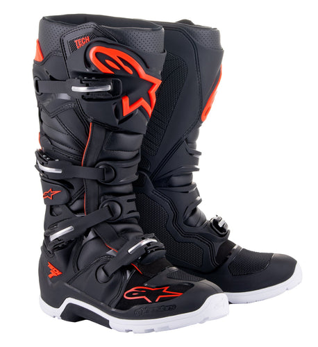 ALPINESTARS TECH 7 ENDURO BOOTS BLACK RED FLURO