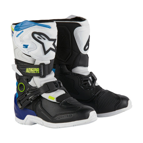 ALPINESTARS 2024 TECH 3S KIDS BOOTS - WHITE/BLACK/ENAMEL BLUE