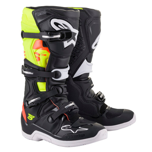 ALPINESTARS 2015 TECH 5 BOOTS - BLACK FLUO RED/ FLURO YELLOW